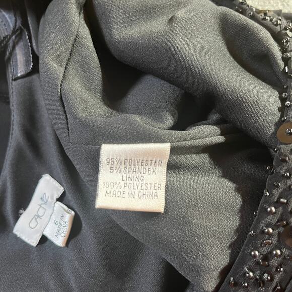 Cache Sheath Dress Womens 6‎ Black Embellished Cross Front Sleeveless Midi Party - Picture 6 of 9